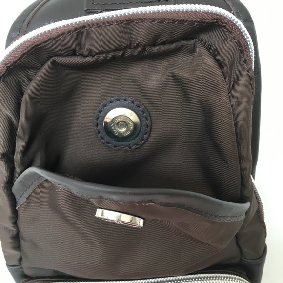 Orobianco Sling Shoulder Bag Rectangle Brown Lots of pockets 6" x 14" Crossbody - Picture 8 of 10